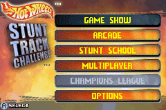 Hot Wheels Stunt Track Challenge title screen for GameBoy Advance